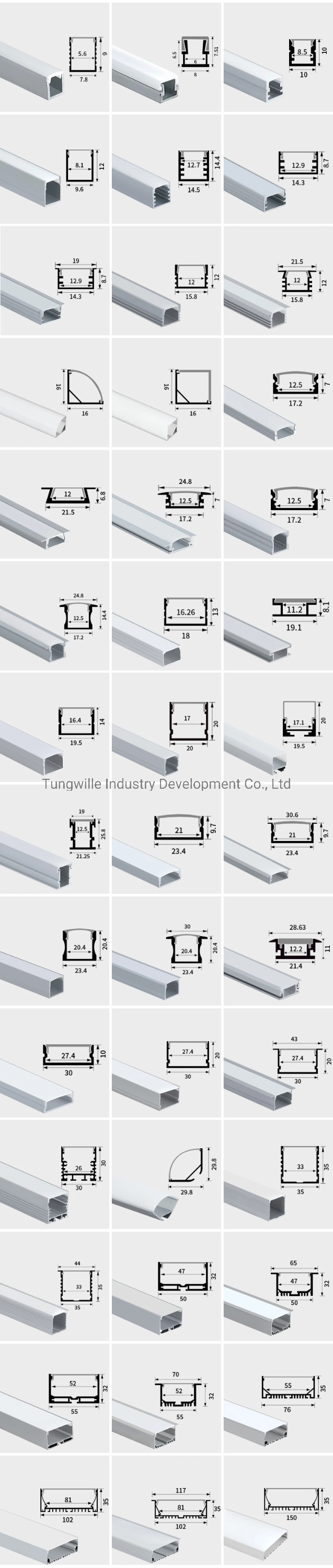 17*8mm High Quality U Shaped Silver Black White LED Extrusion Channel LED Aluminum Profile for LED Strip Light