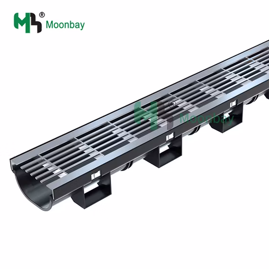 HDPE/PP Trench Drain Channel Gray Plastic Grate for Construction Product